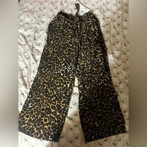NYC Leopard Print Wide Leg Pants - Black and Brown